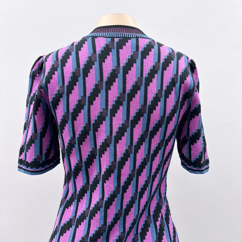 Diane Von Furstenberg Anahi Wool-blend Sheath Dress Purple Women's Size XS - Picture 7 of 13